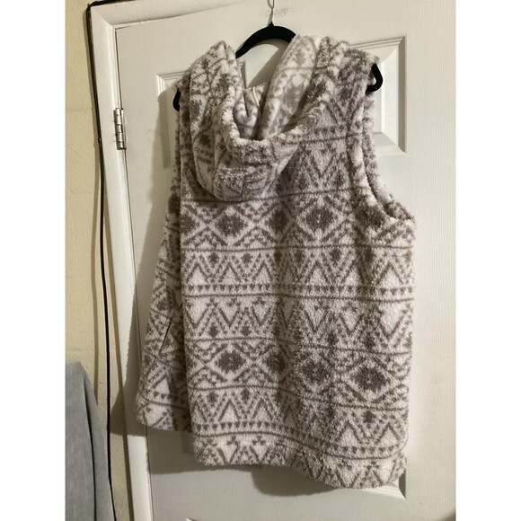 Koolaburra by UGG Vest Womens 3XL White Gray Sherpa Fleece Hooded Aztec Cozy - Picture 4 of 6